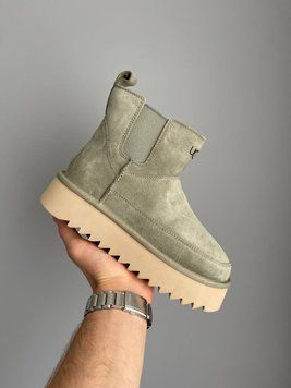 UGG Australia Classic Chelsea Platform Tractor Green угг з хутром міні зелені світлі на платформі замш цільна овчина Угг Австралія - Розмір 35 (US 4) 2110100840 фото