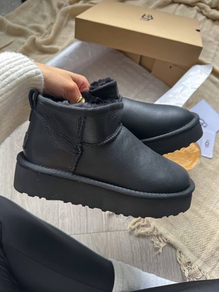 UGG Australia США Ultra Mini Platform Leather Black Уггі ультра міні платформа чорні шкіряні Австралія - Розмір 35 (US 4) 2111643 фото