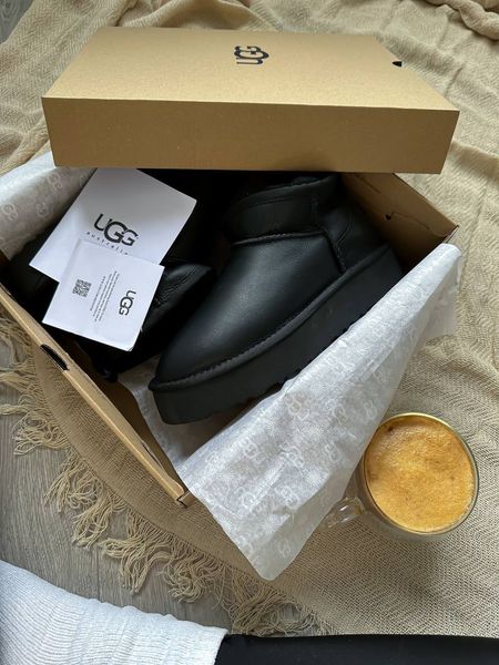 UGG Australia США Ultra Mini Platform Leather Black Уггі ультра міні платформа чорні шкіряні Австралія - Розмір 35 (US 4) 2111643 фото