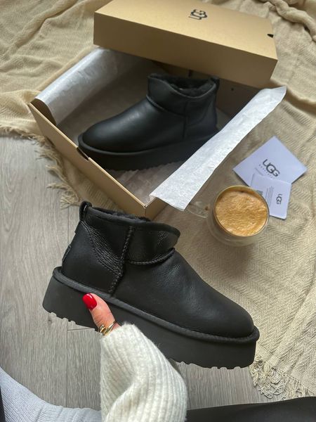 UGG Australia США Ultra Mini Platform Leather Black Уггі ультра міні платформа чорні шкіряні Австралія - Розмір 35 (US 4) 2111643 фото