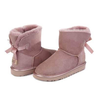 UGG Australia США Mini Bailey Bow Metallic Пудра натуральні міні Угг Австралия - Розмір 35 (US 4) 2110899 фото