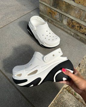 Crocs Bubble Crush Platform Оригінал Крокс на платформі White Білі Чорні Women Sabo Сабо США - Чоловічі та Жіночі - 36 (Стопа 22.5-23.2см) M4/W6 9977269 фото