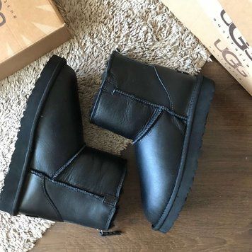 UGG Australia США Leather Mini Zip Чорні шкіряні уггі натуральні міні замок молнія Угг Австралия - Розмір 35 (US 4) 2110822 фото