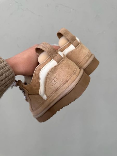 UGG Australia Classic Lowmel Sneaker Beige Кросівки з хутром бежеві пісочні уггі замш цільна овчина Угг Австралія - Розмір 35 (US 4) 2110100500 фото