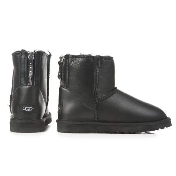 UGG Australia США Leather Mini Zip Чорні шкіряні уггі натуральні міні замок молнія Угг Австралия - Розмір 35 (US 4) 2110822 фото