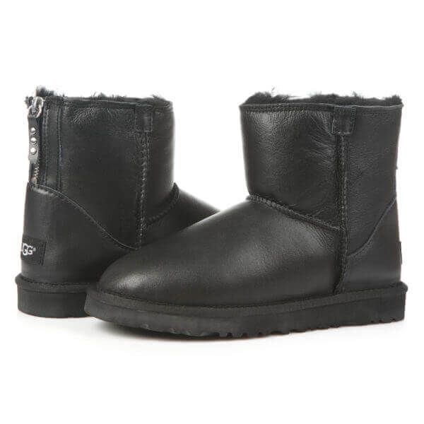 UGG Australia США Leather Mini Zip Чорні шкіряні уггі натуральні міні замок молнія Угг Австралия - Розмір 35 (US 4) 2110822 фото