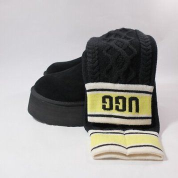 UGG Australia США UGG Classic Sweater Letter Boots Black Уггі на платформі чорні замшеві Австралія - Розмір 35 (US 4) 2110100851 фото