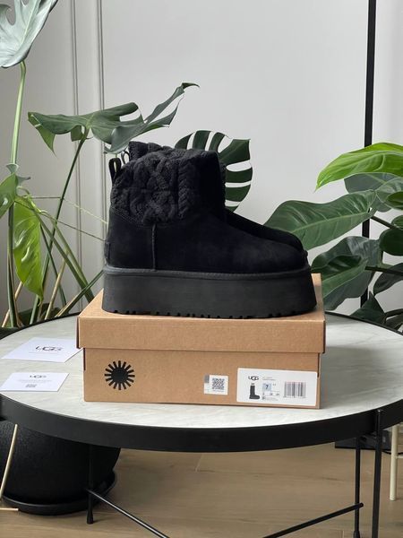 UGG Australia США UGG Classic Sweater Letter Boots Black Уггі на платформі чорні замшеві Австралія - Розмір 35 (US 4) 2110100851 фото