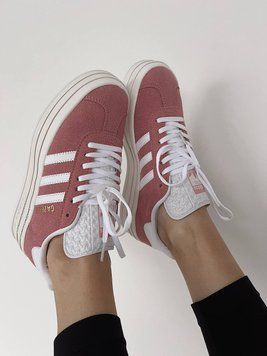 США Adidas Gazelle Bold Pink/White Platform жіночі шкіряні якісні кросівки Адідас Газель Платформа рожеві білі 0320 - Розмір 36 (US 5) 11168029 фото