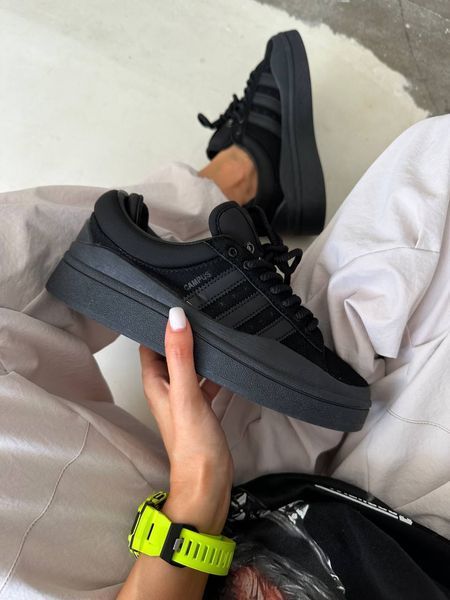 США Adidas Campus x Bad Bunny BLACK жіночі, чоловічі шкіряні якісні кросівки Адідас Кампус чорні - Розмір 36 (US 5) 11167429 фото