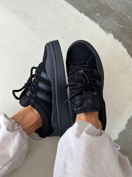 США Adidas Campus x Bad Bunny BLACK жіночі, чоловічі шкіряні якісні кросівки Адідас Кампус чорні - Розмір 36 (US 5) 11167429 фото
