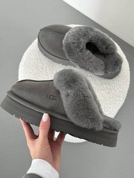 UGG Australia США Disquette Platform Slippers CHARCOAL Clog Уггі шльопки з хутром на платформі сірі замшеві Австралія - Розмір 35 (US 4) 2110100905 фото