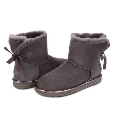 UGG Australia США Mini Bailey Bow Metallic Серый натуральні міні Угг Австралия - Розмір 35 (US 4) 2110910 фото