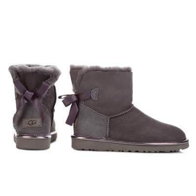 UGG Australia США Mini Bailey Bow Metallic Серый натуральні міні Угг Австралия - Розмір 35 (US 4) 2110910 фото