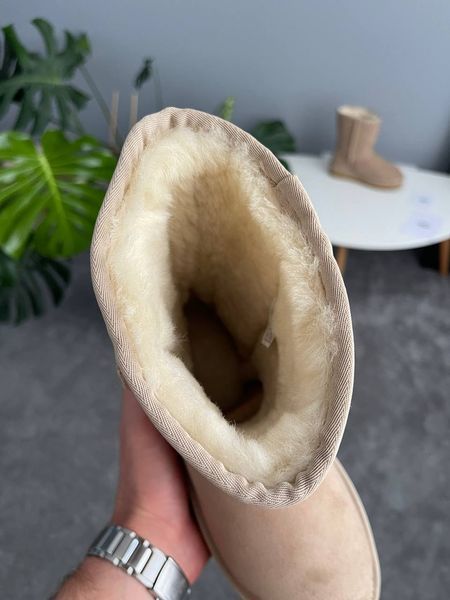 UGG Australia Classic Short II Platform Beige Пісочні Бежеві короткі середні уггі замш цільна овчина Угг Австралія - Розмір 35 (US 4) 2110100456 фото