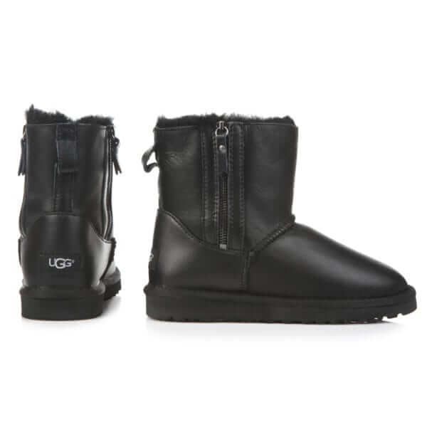 UGG Australia США Leather 2 Zip Чорний натуральні міні Угг Австралія - Розмір 35 (US 4) 2111064 фото