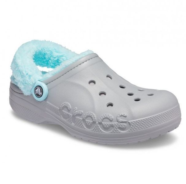 Crocs Оригінал Baya Lined Fuzz-Strap Clogs Bright grey/blue з хутром Крокс США (206772) - 36 (Стопа 22.5-23.2см) M4/W6 112627 фото