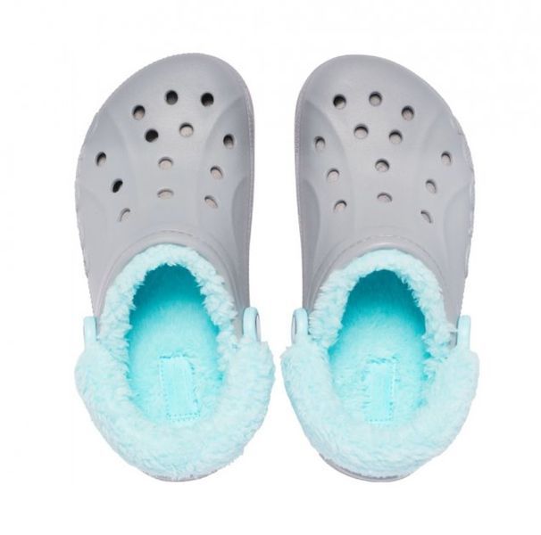 Crocs Оригінал Baya Lined Fuzz-Strap Clogs Bright grey/blue з хутром Крокс США (206772) - 36 (Стопа 22.5-23.2см) M4/W6 112627 фото
