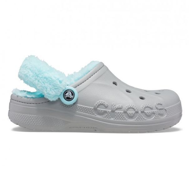 Crocs Оригінал Baya Lined Fuzz-Strap Clogs Bright grey/blue з хутром Крокс США (206772) - 36 (Стопа 22.5-23.2см) M4/W6 112627 фото
