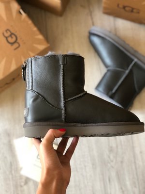 UGG Australia США Leather Mini Zip Сірі шкіряні уггі молнія замок натуральні міні Угг Австралия - Розмір 35 (US 4) 2110833 фото