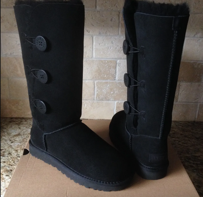 UGG Australia США Tall Triplet Button II Черный цільна овчина Угг Австралия - Розмір 35 (US 4) 2110562 фото