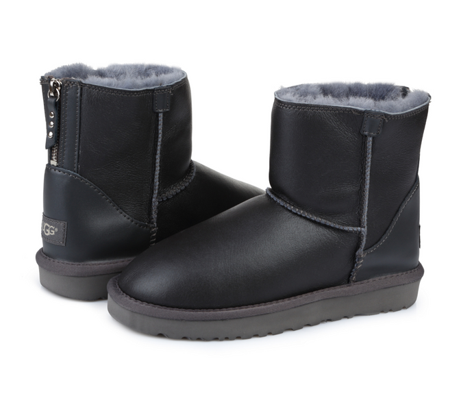 UGG Australia США Leather Mini Zip Сірі шкіряні уггі молнія замок натуральні міні Угг Австралия - Розмір 35 (US 4) 2110833 фото