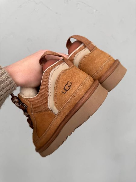 UGG Australia Classic Lowmel Sneaker Chestnut Кросівки з хутром руді рижі уггі замш цільна овчина Угг Австралія - Розмір 35 (US 4) 2110100511 фото