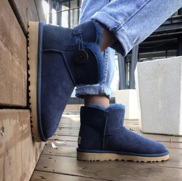 UGG Australia США Mini Bailey Button II Синий цільна овчина мини Угг Австралия - Розмір 35 (US 4) 2110298 фото