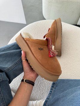 UGG Australia США Tazzle Slipper Platform Chestnut Clog Уггі шльопки з хутром на платформі руді замшеві Австралія - Розмір 35 (US 4) 2110100913 фото