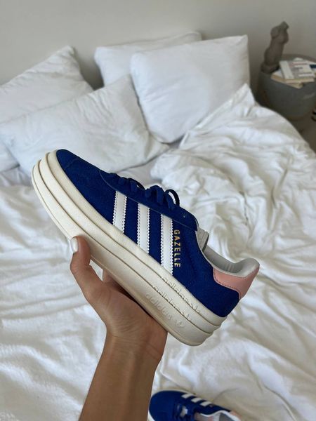 США Adidas Gazelle Bold Blue/Pink Platform жіночі шкіряні якісні кросівки Адідас Газель Платформа рожеві сині 0320 - Розмір 36 (US 5) 11168039 фото