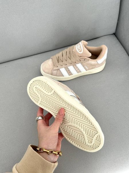 США Adidas Campus Beige/White жіночі, чоловічі шкіряні якісні кросівки Адідас Кампус бежеві - Розмір 36 (US 5) 11167539 фото