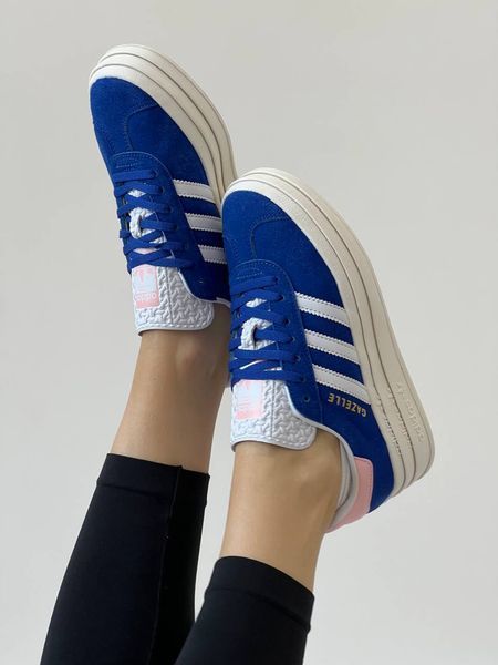 США Adidas Gazelle Bold Blue/Pink Platform жіночі шкіряні якісні кросівки Адідас Газель Платформа рожеві сині 0320 - Розмір 36 (US 5) 11168039 фото