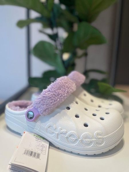 Crocs Оригінал Classic Baya Lined Fuzz-Strap Clogs Unisex White Білі Шльопанці Крокс Оригінал США (206772) - 36 (Стопа 22.5-23.2см) M4/W6 112643 фото