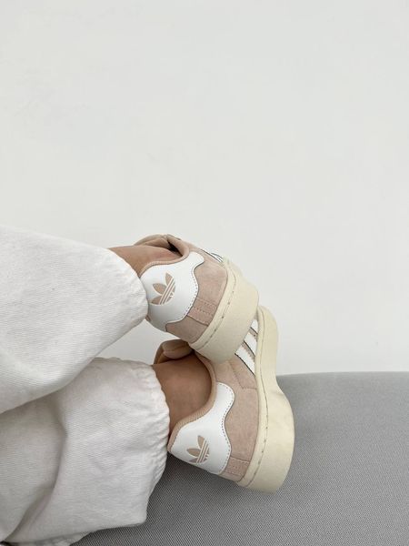 США Adidas Campus Beige/White жіночі, чоловічі шкіряні якісні кросівки Адідас Кампус бежеві - Розмір 36 (US 5) 11167539 фото