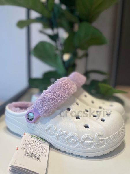 Crocs Оригінал Classic Baya Lined Fuzz-Strap Clogs Unisex White Білі Шльопанці Крокс Оригінал США (206772) - 36 (Стопа 22.5-23.2см) M4/W6 112643 фото