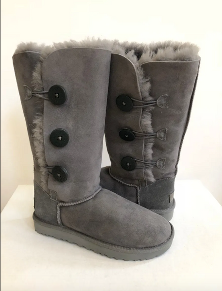 UGG Australia США Tall Triplet Button II Серый цільна овчина Угг Австралия - Розмір 35 (US 4) 2110573 фото