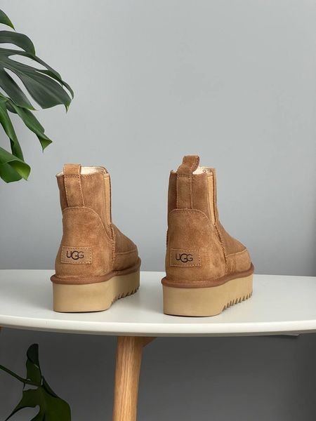 UGG Australia Classic Chelsea Platform Tractor Chestnut угг з хутром міні руді на платформі замш цільна овчина Угг Австралія - Розмір 35 (US 4) 2110100818 фото