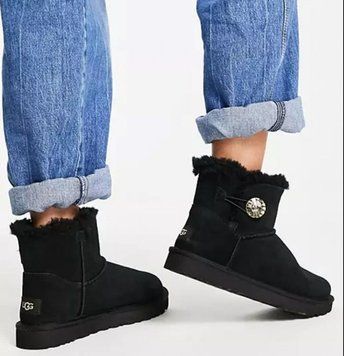 UGG Australia США Mini Bailey Bling II Чорні натуральні міні Угг Австралія - Розмір 35 (US 4) 2111086 фото