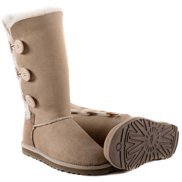 UGG Australia США Tall Triplet Button II Песок цільна овчина Угг Австралия - Розмір 35 (US 4) 2110584 фото