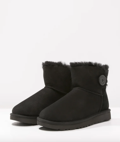 UGG Australia Mini Bailey Button II Чорні цільна овчина міні з гудзиком Угг Австралия - Розмір 35 (US 4) 2110243 фото