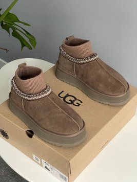 UGG Australia США Tasman Platform Sock Dusted Cocoa Уггі тасман на платформі шоколадні замшеві Австралія - Розмір 35 (US 4) 1016222482 фото