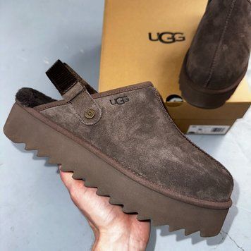 UGG Australia США Lanah Clog Chocolate Platform Уггі сандалі з хутром на платформі шоколадні замшеві Австралія - Розмір 35 (US 4) 2110100873 фото