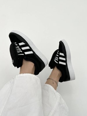 США Adidas Campus xx BAD BUNNY Black/White жіночі, чоловічі шкіряні якісні кросівки Адідас Кампус чорні з білим - Розмір 36 (US 5) 11167499 фото