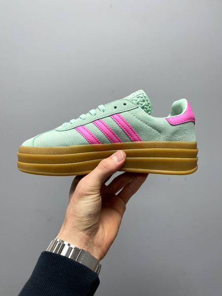 США Adidas Gazelle Bold Pulse Mint Pink Platform жіночі шкіряні якісні кросівки Адідас Газель Платформа зелені рожеві 0320 - Розмір 36 (US 5) 11168049 фото
