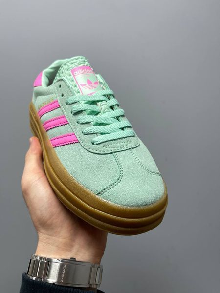 США Adidas Gazelle Bold Pulse Mint Pink Platform жіночі шкіряні якісні кросівки Адідас Газель Платформа зелені рожеві 0320 - Розмір 36 (US 5) 11168049 фото
