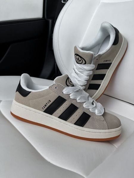 США Adidas Campus 00s BEIGE BLACK жіночі, чоловічі шкіряні якісні кросівки Адідас Кампус бежеві/чорні - Розмір 36 (US 5) 11167599 фото