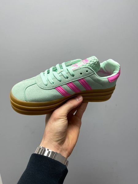 США Adidas Gazelle Bold Pulse Mint Pink Platform жіночі шкіряні якісні кросівки Адідас Газель Платформа зелені рожеві 0320 - Розмір 36 (US 5) 11168049 фото