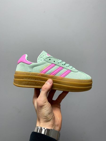 США Adidas Gazelle Bold Pulse Mint Pink Platform жіночі шкіряні якісні кросівки Адідас Газель Платформа зелені рожеві 0320 - Розмір 36 (US 5) 11168049 фото