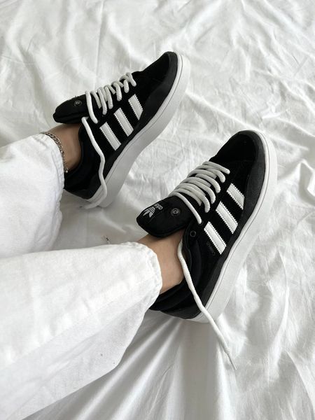 США Adidas Campus xx BAD BUNNY Black/White жіночі, чоловічі шкіряні якісні кросівки Адідас Кампус чорні з білим - Розмір 36 (US 5) 11167499 фото