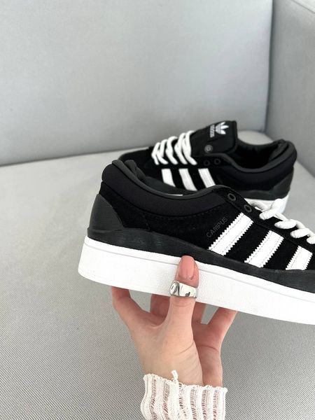 США Adidas Campus xx BAD BUNNY Black/White жіночі, чоловічі шкіряні якісні кросівки Адідас Кампус чорні з білим - Розмір 36 (US 5) 11167499 фото